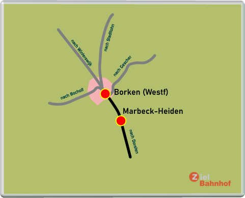 Borken (Westf) Marbeck-Heiden nach Gescher nach Stadtlohn nach Winterswijk nach Bocholt nach Dorsten