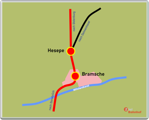 Hesepe Bramsche Mittellandkanal nach Osnabrück nach Oldenburg nach Delmenhorst